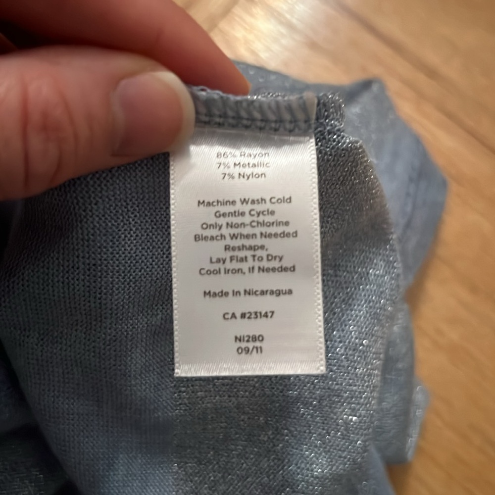 Talbots Striped Blue/Silver Thin Long-Sleeved Sweater - Picture 6 of 6